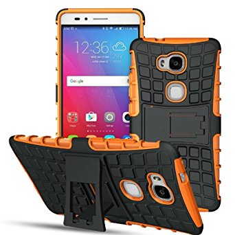 Huawei Honor 5X Case, ANGELLA-M Built-in Kickstand Hybrid Armor Case Detachable 2in1 Shockproof Tough Rugged Dual-Layer Cover Case for Huawei Honor 5X /GR5 Orange