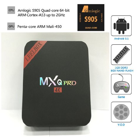 MXQ PRO tv boxLeelboxandroid tv boxKodi Pre installed Amlogic S905 Quad Core Android 51 1gb RAM 8gb Flash Support Wifi Smart tv box
