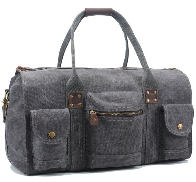 Aidonger Unisex Canvas and Leather Travel Bag with big Capacity