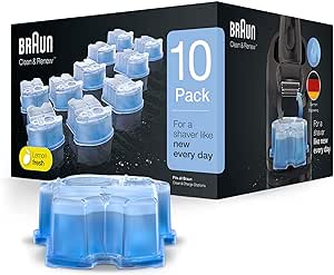 Braun Clean & Renew Refill Cartridges CCR, Replacement Shaver Cleaner Solution for Clean&Charge Cleaning System, Pack of 10