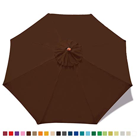 ABCCANOPY 23  Colors 9ft Market Umbrella Replacement Canopy with 8 Ribs (Replacement Top Brown)