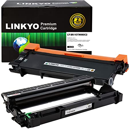 LINKYO Compatible Toner Cartridge and Drum Unit Replacement for Brother TN660 DR630 (1x TN660, 1x DR630, Design V3)