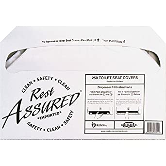 Impact Products Rest Assured Toilet Seat Covers (1 Pack - 250 Count) - Clean and Hygenic - Convenient - Self-Disposing - Flushable and Biodegradable …