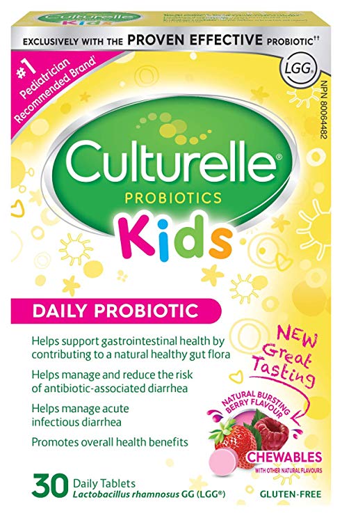 Culturelle® Kids Daily Probiotic Chewables| Help Support your Child's gastrointestinal health|WIth 100% LactobacillusGG –The Most Clinically studied probiotic ††††††| Pediatrician Recommended†|30Count