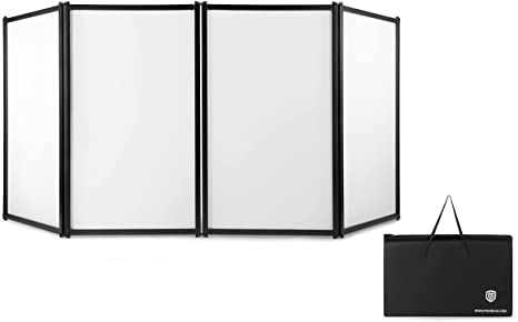 PRORECK DJ Foldable Facade Portable Event Booth Panels 4 Detachable Black Metal Frame Projector Display Scrim Panel with Carry Bag