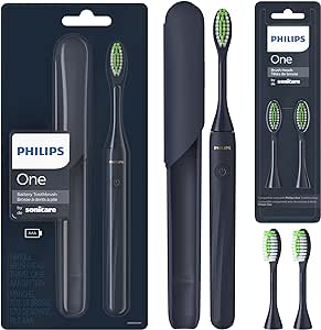 Philips One by Sonicare Battery Toothbrush, Brush Head Bundle, Midnight Blue, BD1002/AZ,1,1.0 count 0.507 pounds