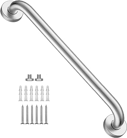 16 Inch Shower Grab Bar Satin Brushed Nickel, ZUEXT Stainless Steel Safety Grab Bar Handle, Bathroom Balance Bar, Safety Hand Rail Support - Handicap, Elderly, Injury, Senior Assist Bath Handle