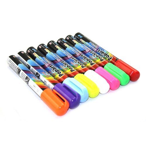 Wet Liquid Chalk Neon Marker Pen 8 Color Pack Dry Erase (8 Color Assorted)