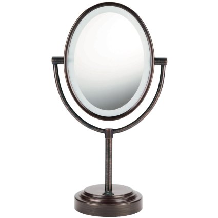 Conair Oval Double-Sided Lighted Mirror - Oiled-Bronze Finish