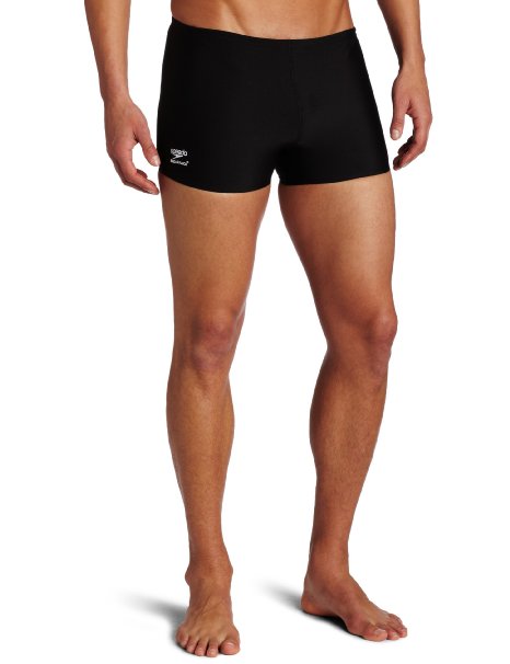 Speedo Men's Endurance  Polyester Solid Square Leg Swimsuit