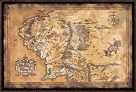 POSTER STOP ONLINE The Hobbit/The Lord Of The Rings - Framed Movie Poster/Print (Map Of Middle Earth - Limited Dark/Sepia Edition) (Size: 36" x 24") (By