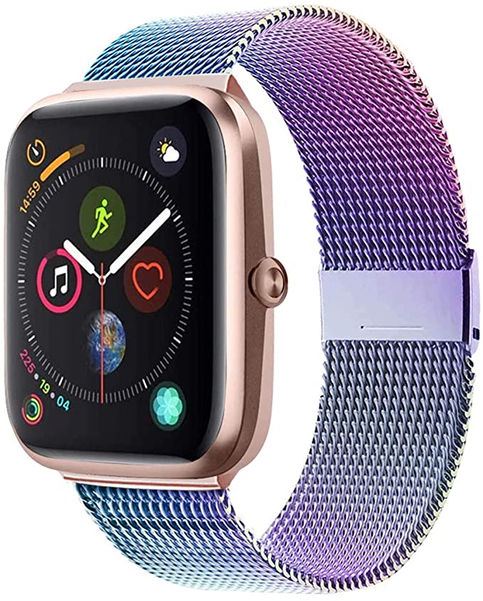 Adooson Compatible with Apple Watch Band Series 6 38/40/42/44mm,Stainless Steel Replacement Bands for Watch Series SE/6/5/4/3/2/1 (Colorful, 38mm/40mm)