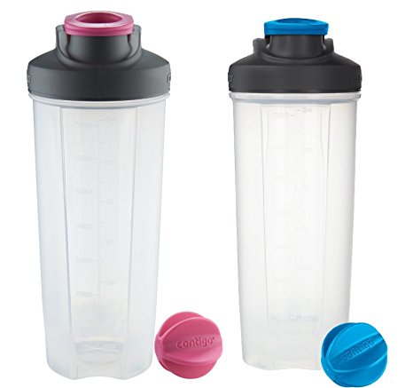 Contigo Shake & Go Fit Mixer Bottles, Pink & Blue - 28oz (2 Pack)