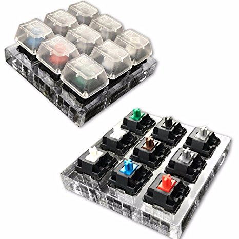 M.Way 9 x Cherry MX Switches 9 x Cherry ACRYLIC Keyboard Tester Kit Clear Keycaps Sampler