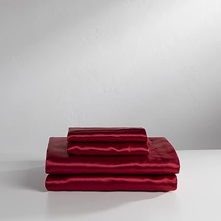 Baltic Linen Satin Luxury Sheet Set King Red 4-Piece Set,361129120