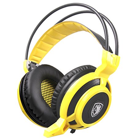 SADES Arcmage 3.5mm Over-Ear Stereo Gaming Headset PC with Microphone & Volume Control for Gamers(Yellow)