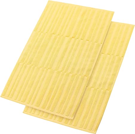 SEMAXE Bath Mats Rugs Floor Towel Sets,100% Cotton Absorbent Hotel SPA Shower Mat, Machine Washable Fade Resistant Bathtub Mat,Yellow Bath Rug,950GSM,2 Pack