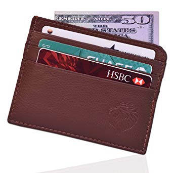 Louis Pelle RFID Blocking Genuine Leather Men Women Minimalist Slim Wallet and Card Holder
