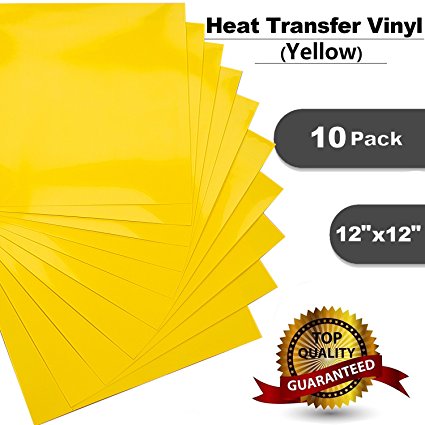 Heat Transfer Vinyl Yellow for T-Shirts , 16 Pack - 12"x 12" Sheets - Iron On HTV for Cricut and Silhouette Cameo (U-ZM)