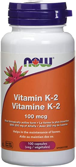 NOW Vitamin K-2, 100mcg, 100 Veg Capsules