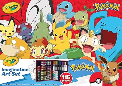 Crayola Pokémon Imagination Art Set (115pcs), Kids Art Kit, Includes Pokemon Coloring Pages, Pokemon Gifts for Kids, Ages 5