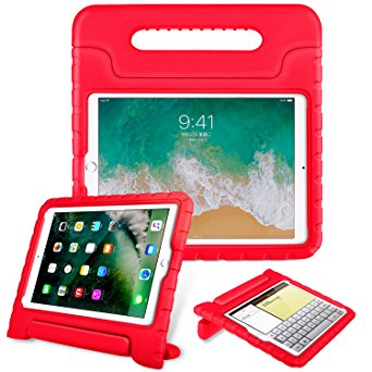 Fintie Case for Apple iPad 9.7 Inch 2018 Model (6th Gen) / iPad 9.7 Inch 2017 Model (5th Gen) / iPad Air - Kiddie Series Light Weight Shock Proof Convertible Handle Stand Cover Kids Friendly - Red