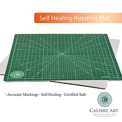 Calibre Art Rotating Self Healing Cutting Mat, Perfect for Quilting & Art Projects, 8x8 (7" grids)