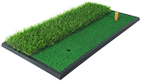 PGM Dual Turf Golf Mat/Hitting Chipping Driving Mat with Rubber Tee/Rough & Fairway Golf Practice Mat for Backyard Home Use/Portable Golf Training Aids/Golf Practice Equipment Indoor & Outdoor