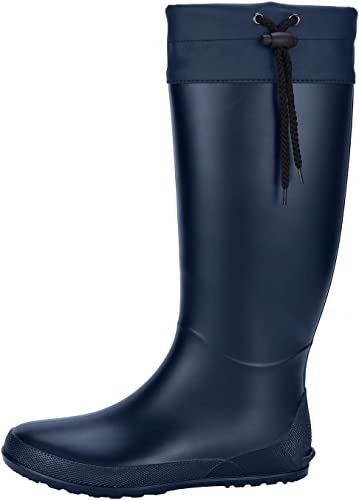 Women's Packable Tall Rain Boots - NOT for Wide Calf - Ultra Lightweight Flat Wellies