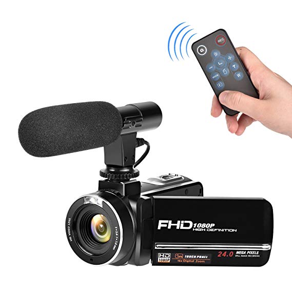 Full HD Camcorder 1080p Digital Camera 30FPS Video Camera YouTube Vlogging Camera Microphone Remoter