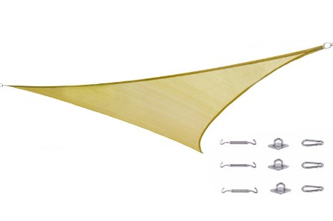 Cool Area Triangle 9'10" x 9'10" x 9'10" UV Block Sun Shade Sail with Stainless Steel Hardware Kit, Color Sand, furniture
