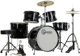 Complete 5-Piece Black Junior Drum Set with Cymbals Stands Sticks Hardware and Stool