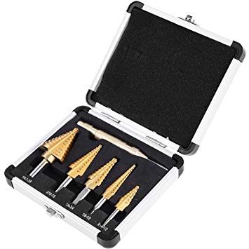 Step Drill Bits 5pcs High Speed Steel Drill Bits and 1 pc Automatic Center Punch HSS Cobalt Titanium Step Drill Bits Multiple Hole 50 Sizes High Speed Steel Drill Bits With Aluminum Case