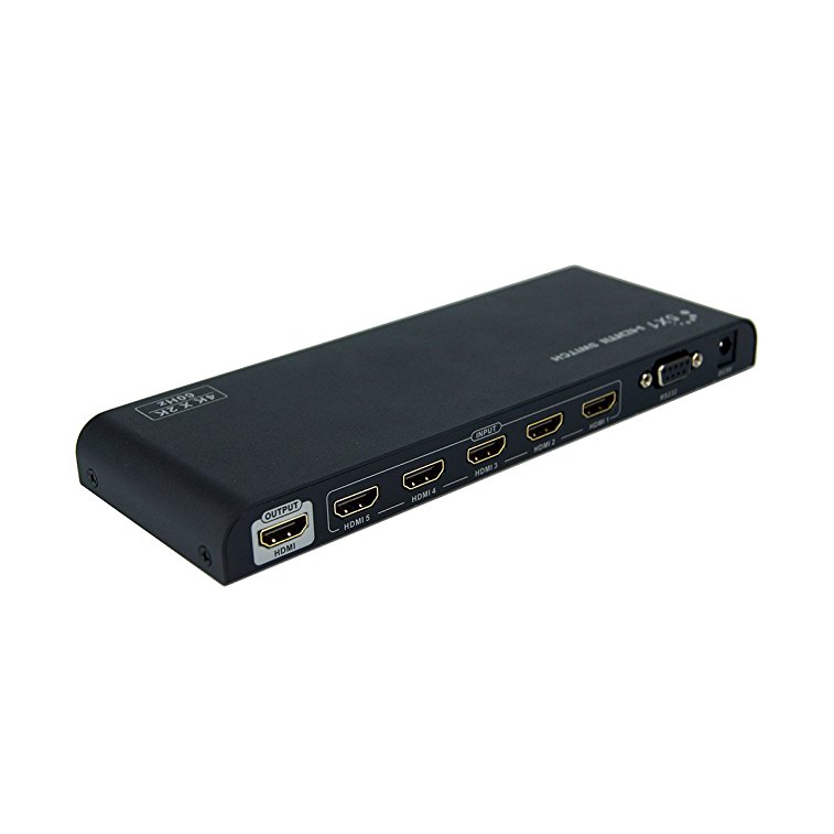 E-SDS UHD 4K@60Hz HDMI Switch ,5x1 HDMI Switcher with Twin-Pack High Speed HDMI Cable and IR Wireless Remote,HDMI 2.0,HDCP 2.2,and RS232