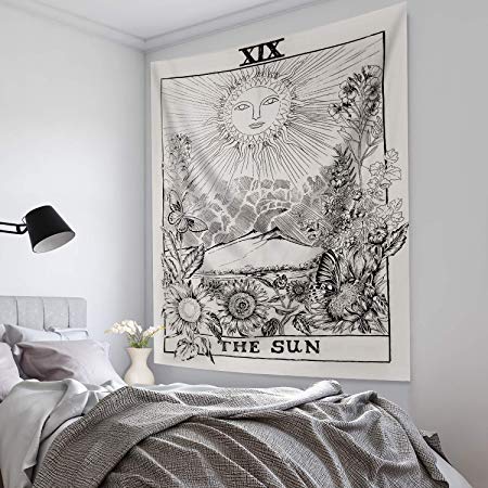 Volcanics Tarot Tapestry Wall Tapestry Hanging The Sun Tapestry Art Tapestry Bedding Medieval Europe Divination Tapestry Mysterious Tapestry for Home Decor (51"×59", The Sun)
