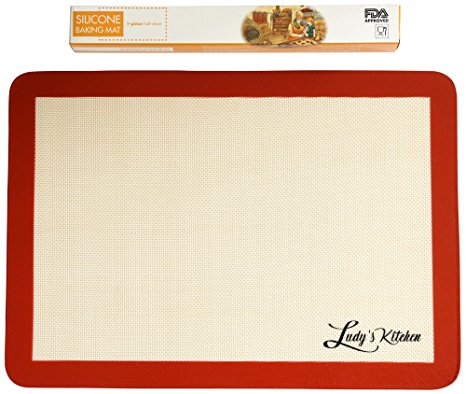 Ludy's Kitchen Silicone Baking Mat - Professional Grade Baking Sheet Liner - Replaces Parchment Paper - Great Gift Ideas - Non-Stick, Durable, & Reusable Silicone Mat