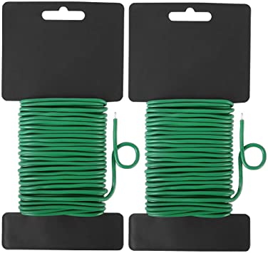 Shintop Reusable Garden Plant Twist Tie, 2PCS Heavy Duty Soft Wire Tie for Gardening, Home, Office (Green, 65.6 Feet)