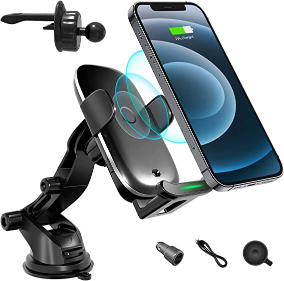 ATOTO Freeholder 1 Car Wireless Phone Charger & Holder - Dashboard/Air Vent/Windshield Mount-Suitable for Qi-Enabled Phones