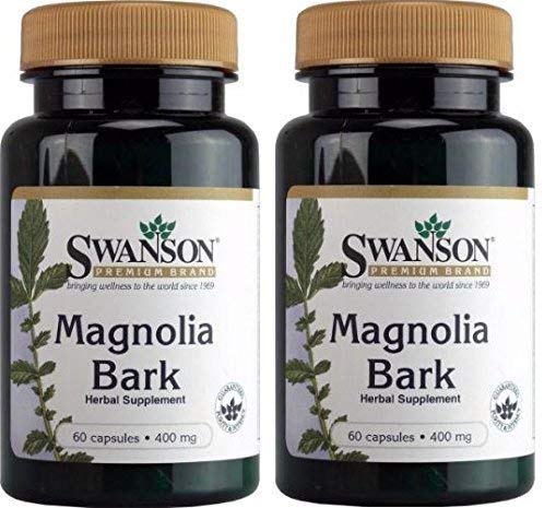 Swanson Premium Brand Magnolia Bark 400 mg 60 Capsules (Two Bottles each of 60 Capsules)