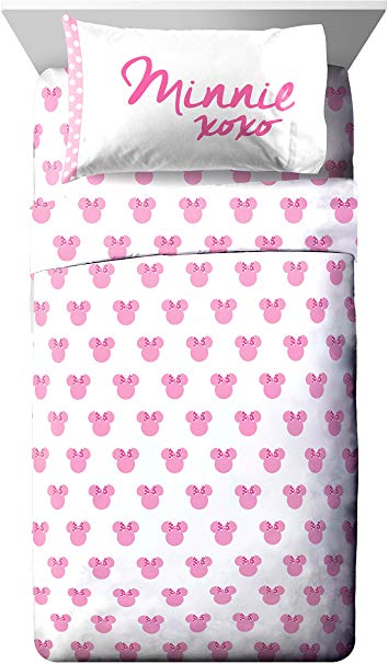 Jay Franco Disney Minnie Mouse Pink & White Sheet Sets (Twin)