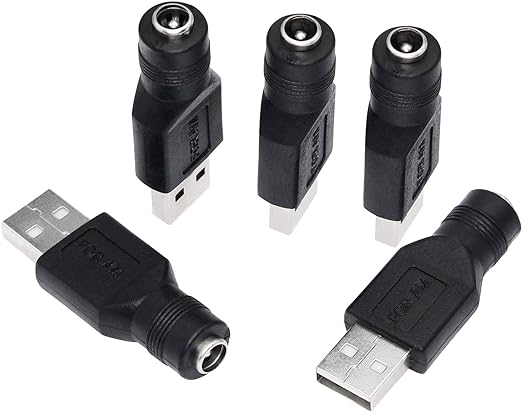 SinLoon USB to DC Adapter USB 2.0 A Male to DC 5.5x2.1mm DC Female Connector Charge Barrel Jack Power Adapter for Small DC or USB Electronics Charging (M/F5.5x2.1)