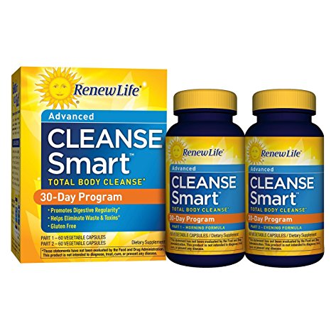 Renew Life - Cleanse Smart Total Body Cleanse - eliminate toxins and cleanse supplement - 120 vegetable capsules - 30 day program