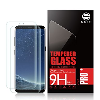 Galaxy S8 Screen Protector, SGIN[2-Pack] Samsung Galaxy S8 Tempered Glass 3D Screen Protector, Reinforced Hardness Anti Scratched, Anti-Fingerprint HD Screen Protector Film