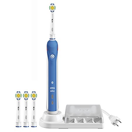 Oral-B Pro 3000 Electronic Power Rechargeable Battery Electric Toothbrush & Oral-B 3D White Replacement Electric Toothbrush Head 3 Count Bundle