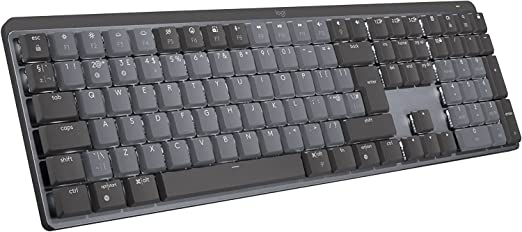 Logitech MX Mechanical Wireless Illuminated Performance Keyboard, Linear Switches, Backlit Keys, Bluetooth, USB-C, macOS, Windows, Linux, iOS, Android, Metal