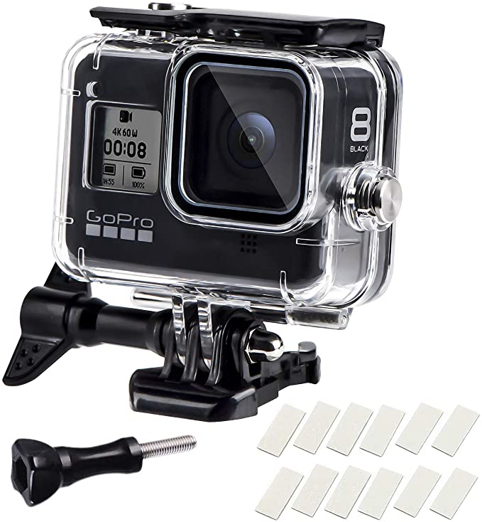 Waterproof Housing Case for GoPro Hero 8, 60M Diving Protective Housing Shell for Gopro Hero 8 Black Action Camera, Underwater Waterproof Protective Case with Quick Release Mount and Thumbscrew