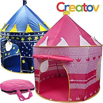 Kids Tent Toy Princess Playhouse - Toddler Play House Pink Castle for Kid Children Girls Boys Baby Indoor & Outdoor Toys Foldable Playhouses Tents with Carry Case Great Birthday Gift Idea by Creatov