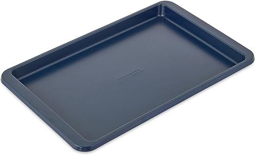 KitchenAid Nonstick Baking Sheet with Extended Handles for Easy Grip, Aluminized Steel to Promoted Even Baking, Ink Blue, Dishashwer Safe, 10x15-Inch