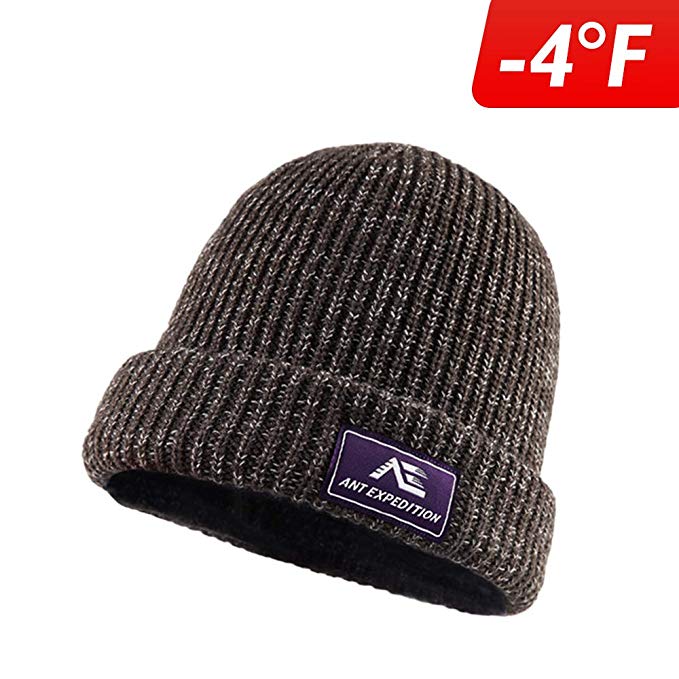 ANT EXPEDITION Winter Kint Hat Wool Watch Cap Fur Skull Beanie Cold Weather Warm Hats for Men and Women