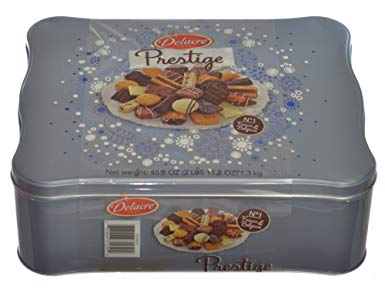 Delacre Belgian Chocolate Biscuit Prestige Luxury Assortment in a 45.8 Oz Tin Gift Box - Colors May Vary